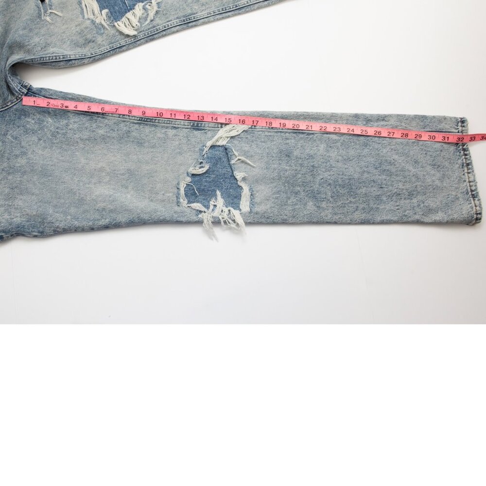 Free People "My Own Lane" Jeans Straight Leg Acid Washed High Waist Blue Size 28 - Picture 6 of 7